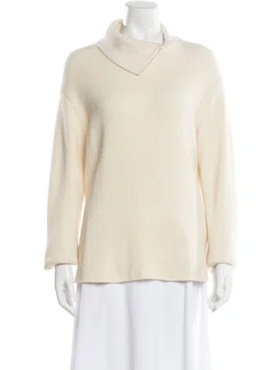 Pre-owned Lafayette 148 Silk Mock Neck Sweater In Neutral