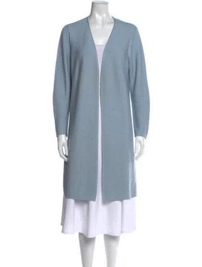 Pre-owned Lafayette 148 Silk Open Front Sweater In Blue