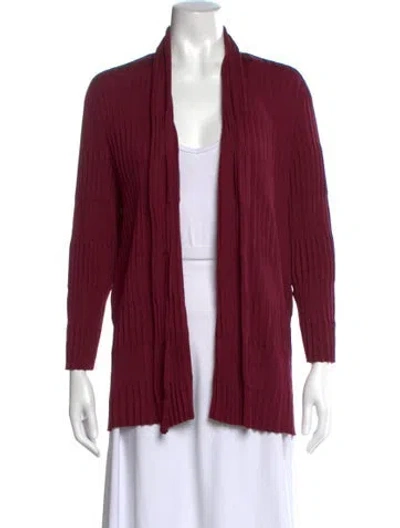 Pre-owned Lafayette 148 Silk Open Front Sweater In Burgundy