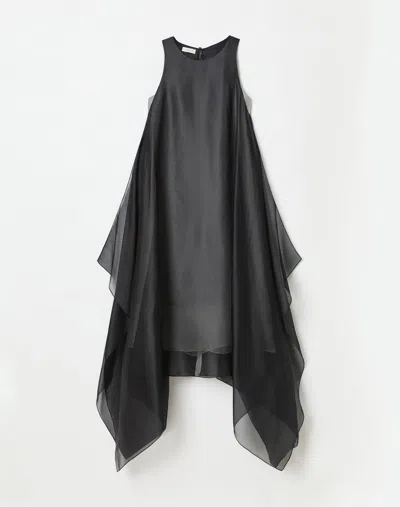 LAFAYETTE 148 SILK ORGANZA LAYERED HANDKERCHIEF MIDI DRESS