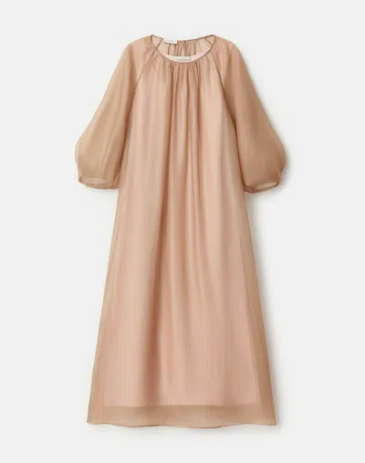 Lafayette 148 Silk Organza Long Sleeve Gown In Gold