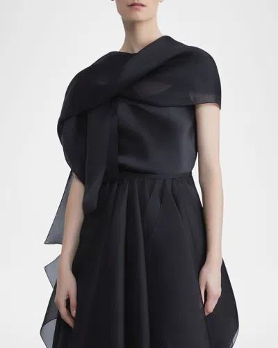 Lafayette 148 Silk Organza Stole In Black