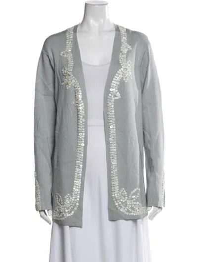 Pre-owned Lafayette 148 Silk Patterned Jacket In Grey