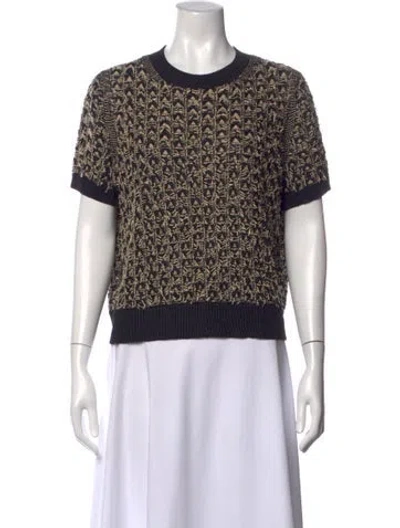 Pre-owned Lafayette 148 Silk Patterned Sweater In Black