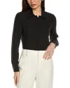 Lafayette 148 New York Silk Pointed Collar Bodysuit In Black