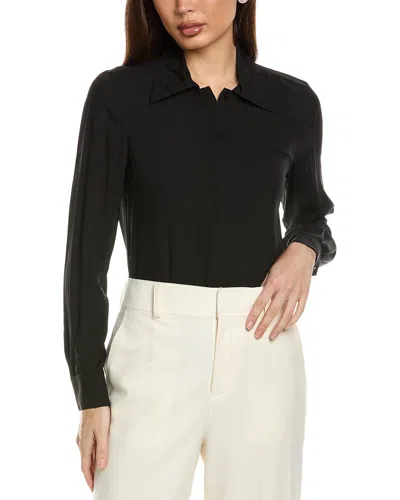 LAFAYETTE 148 SILK POINTED COLLAR BODYSUIT