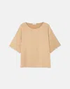 Lafayette 148 Silk Satin Crewneck Blouse In Beige