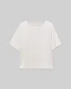 Lafayette 148 Silk Satin Crewneck Blouse In Pearl