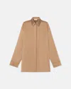 Lafayette 148 Silk Satin Oversized Shirt In Beige