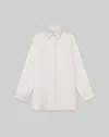 Lafayette 148 New York Slim Fit Taffeta Button-up Shirt In Pearl