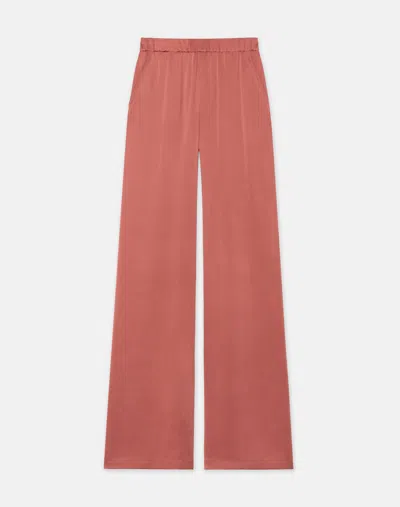 Lafayette 148 Silk Satin Riverside Pant In Burnt Sienna
