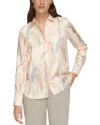 Lafayette 148 Gesture Print Silk Twill Button Down Blouse In Raffia Multi In Raffia Multi