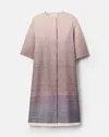 Lafayette 148 Silk Short Sleeve Collarless Coat In Violet Ash Multi