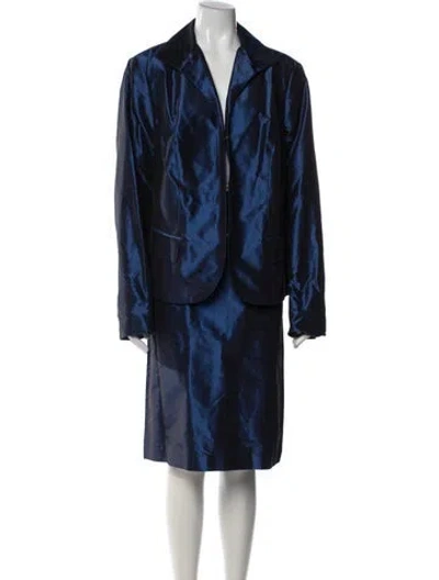 Pre-owned Lafayette 148 Silk Skirt Set In Blue