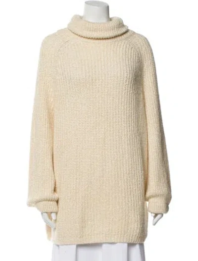 Pre-owned Lafayette 148 Silk Turtleneck Sweater W/ Tags In Neutral