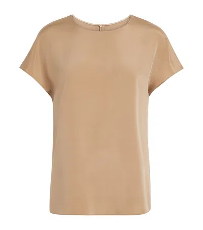 Lafayette 148 Silk-blend T-shirt In Nude