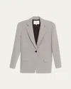 Lafayette 148 Fluid Houndstooth Jacquard Single Button Fitted Blazer In Gray