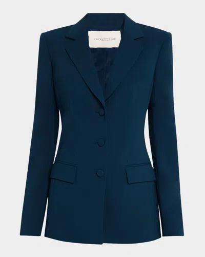 Lafayette 148 Single-breasted Tailored Blazer In Lido Blue