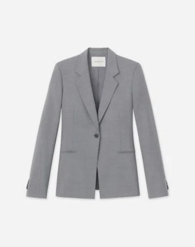 Lafayette 148 Single Button Blazer In Grey Heather