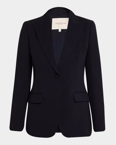 Lafayette 148 Single-button Finesse Crepe Blazer In Black