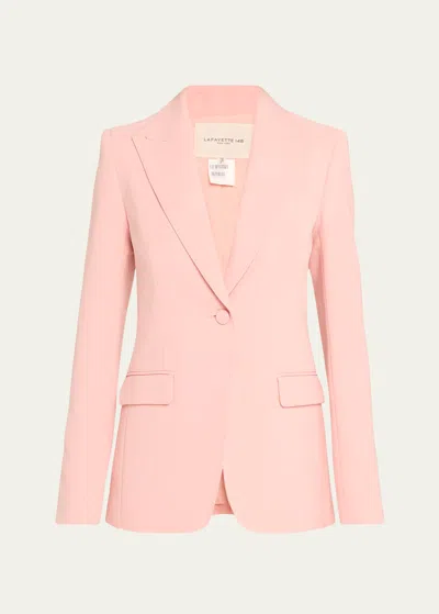 Lafayette 148 Single-button Finesse Crepe Blazer In Pink