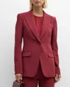 Lafayette 148 Petite Finesse Crepe Peak Lapel Blazer In Scarlet