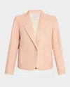 Lafayette 148 Single-button Leather Boyfriend Blazer In Shell