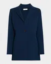 Lafayette 148 Single-button Matte Crepe Blazer In Lido Blue