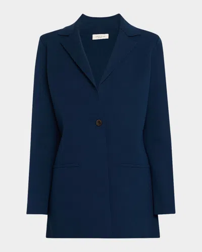 Lafayette 148 Single-button Matte Crepe Blazer In Lido Blue