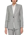 Lafayette 148 Single Button Wool-blend Blazer In Gray