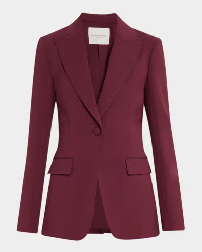 Lafayette 148 Single-button Finesse Crepe Blazer In Burgundy