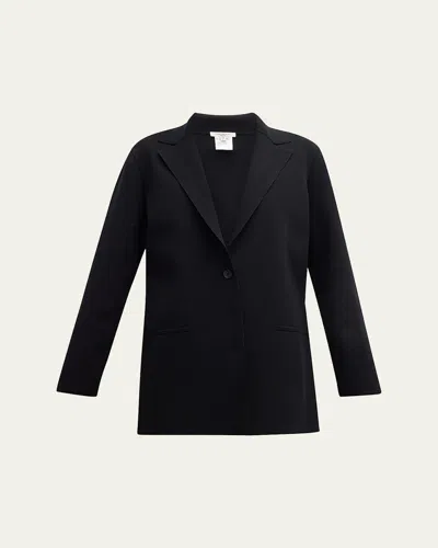 Lafayette 148 Single-button Matte Crepe Blazer In Black