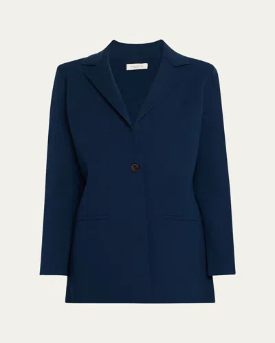 Lafayette 148 Single-button Matte Crepe Blazer In Blue