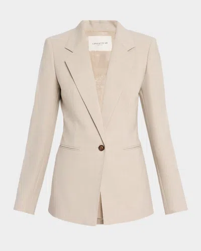 Lafayette 148 Single-button Stretch Wool Blazer In Sandstone