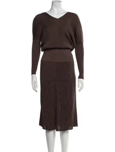 Pre-owned Lafayette 148 Skirt Set In Brown/metallic