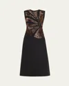 Lafayette 148 Ny Hand-beaded Wool-silk Crepe Dress In Black