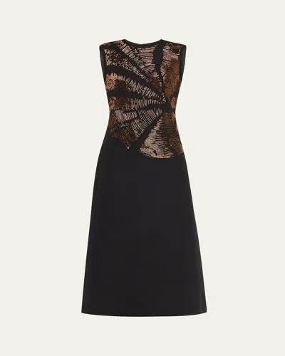 LAFAYETTE 148 SLEEVELESS BEADED MIDI DRESS