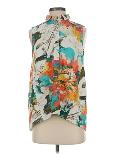 Pre-owned Lafayette 148 Sleeveless Blouse In Blue