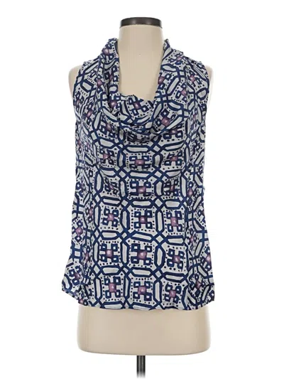 Pre-owned Lafayette 148 Sleeveless Blouse In Blue