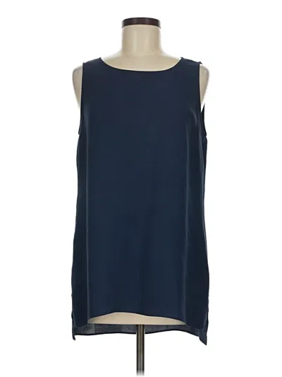 Pre-owned Lafayette 148 Sleeveless Blouse In Blue
