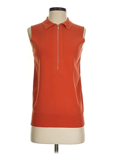 Pre-owned Lafayette 148 Sleeveless Blouse In Orange