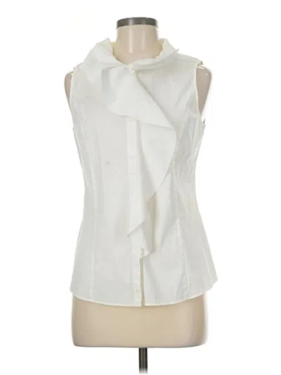 Pre-owned Lafayette 148 Sleeveless Blouse In White