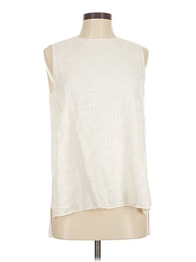 Pre-owned Lafayette 148 Sleeveless Blouse In White