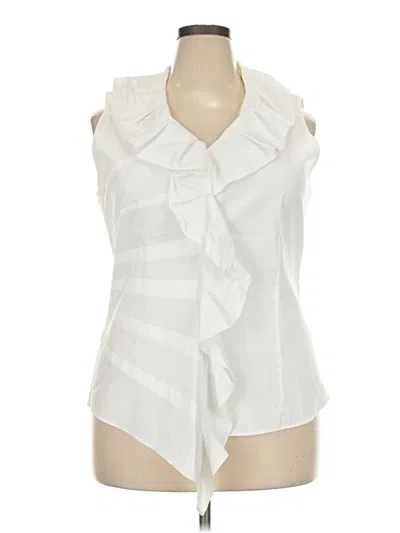 Pre-owned Lafayette 148 Sleeveless Blouse In White