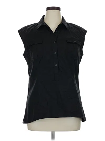Pre-owned Lafayette 148 Sleeveless Button Down Shirt In Black