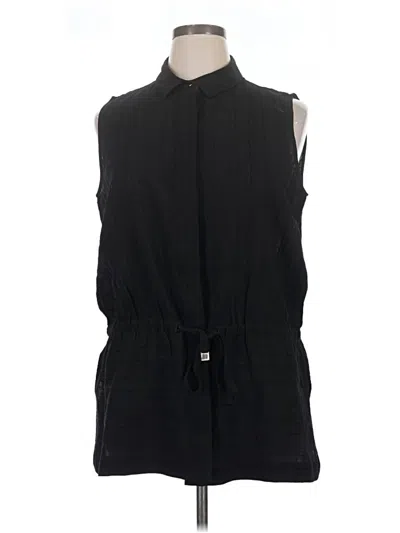 Pre-owned Lafayette 148 Sleeveless Button Down Shirt In Black
