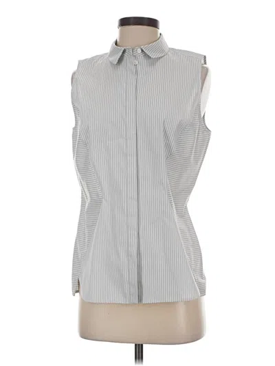 Pre-owned Lafayette 148 Sleeveless Button Down Shirt In Gray