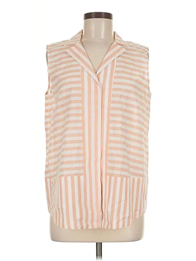 Pre-owned Lafayette 148 Sleeveless Button Down Shirt In Orange