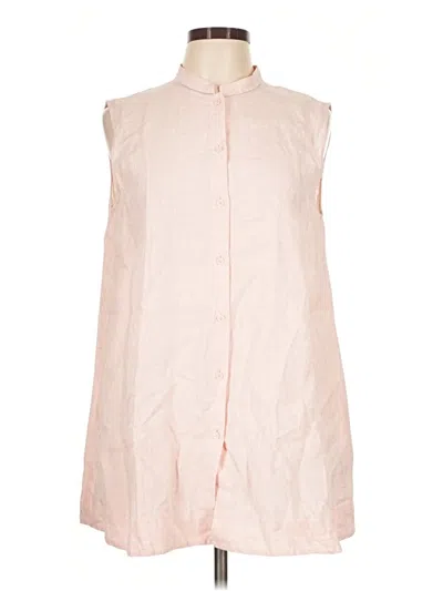 Pre-owned Lafayette 148 Sleeveless Button Down Shirt In Pink