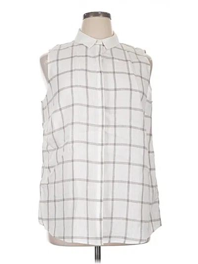 Pre-owned Lafayette 148 Sleeveless Button Down Shirt In Silver